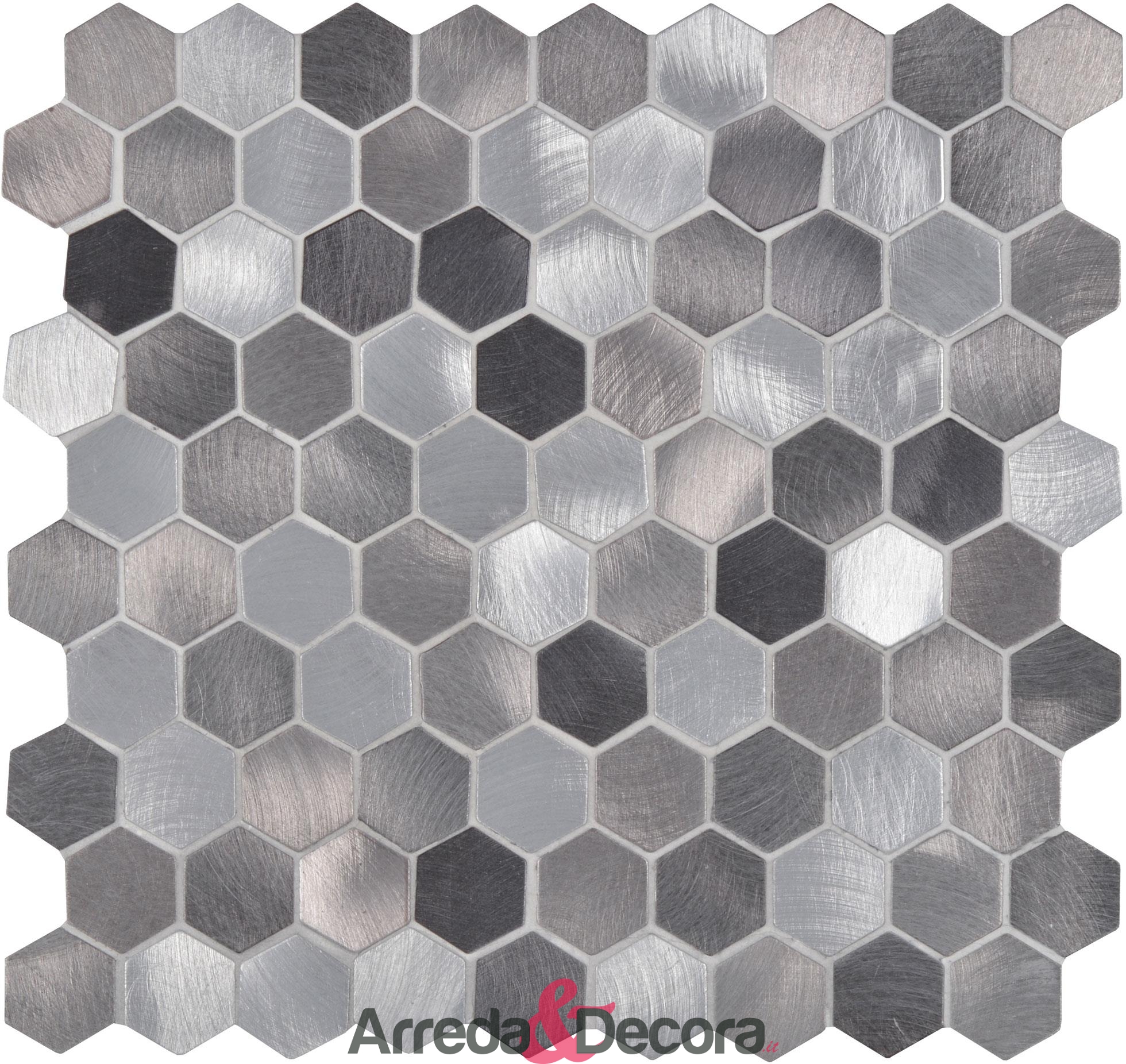 mosaico-esagonale-alluminio-spazzolato